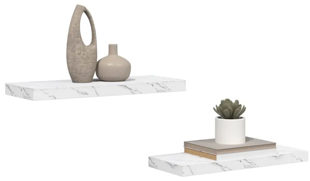 vidaXL Ράφι Τοίχου Επιτοίχιο 2 pcs Λευκό Μάρμαρο 60 x 23,5 x 4 εκ
