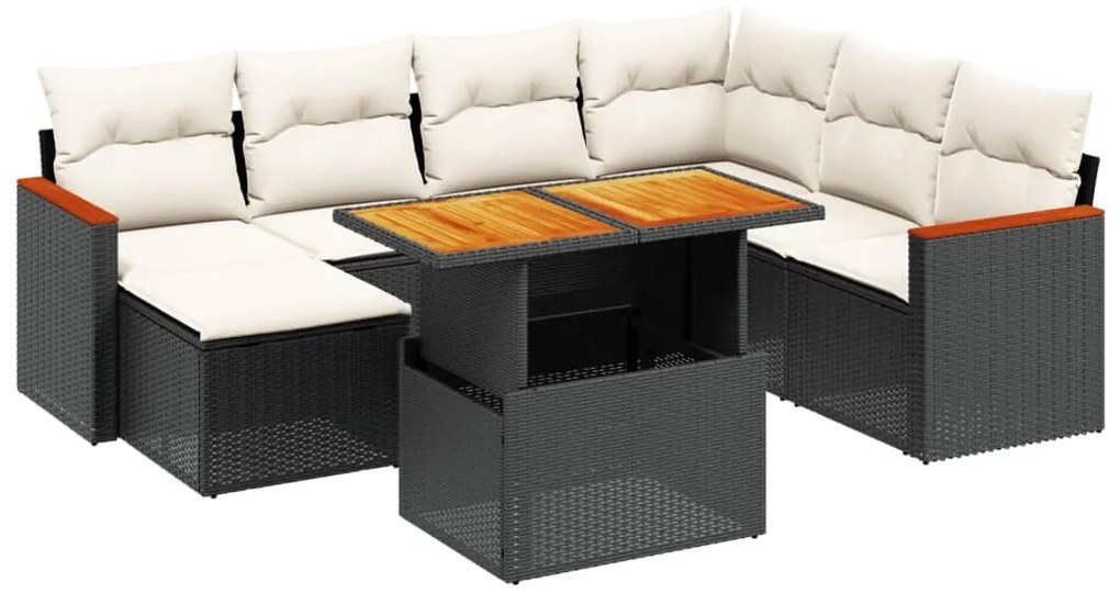 vidaXL Σαλόνι Κήπου 8 Τεμαχίων Μαύρο από Συνθετικό Ρατάν με Μαξιλάρια