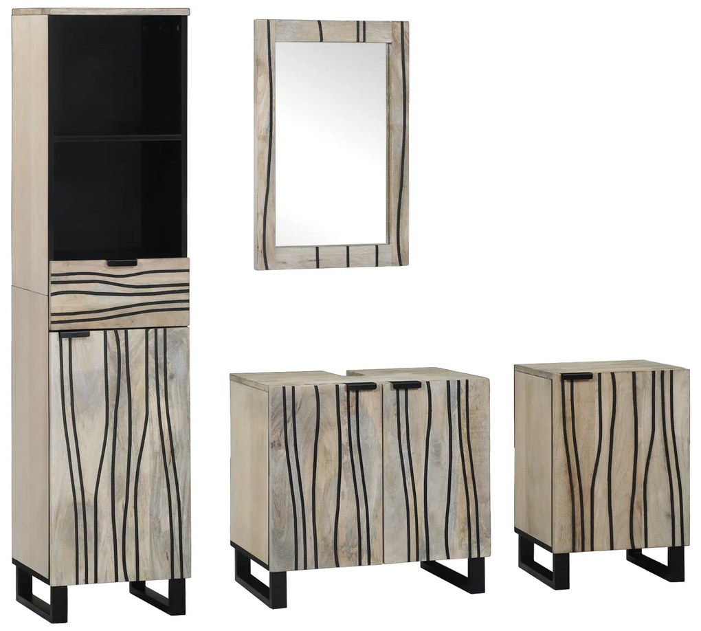 vidaXL Σετ Επίπλων Μπάνιου με συρτάρι με ράφι 4 pcs Καρυδί 38 x 33 x 160 εκ.