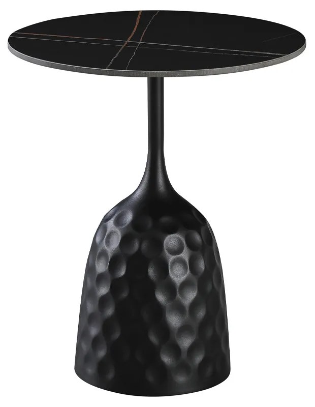 VOLCANO SIDE TABLE ΜΑΥΡΟ ΜΕ ΟΨΗ ΜΑΡΜΑΡΟΥ ΜΑΥΡΟ 50x50xH61cm - 04-1073