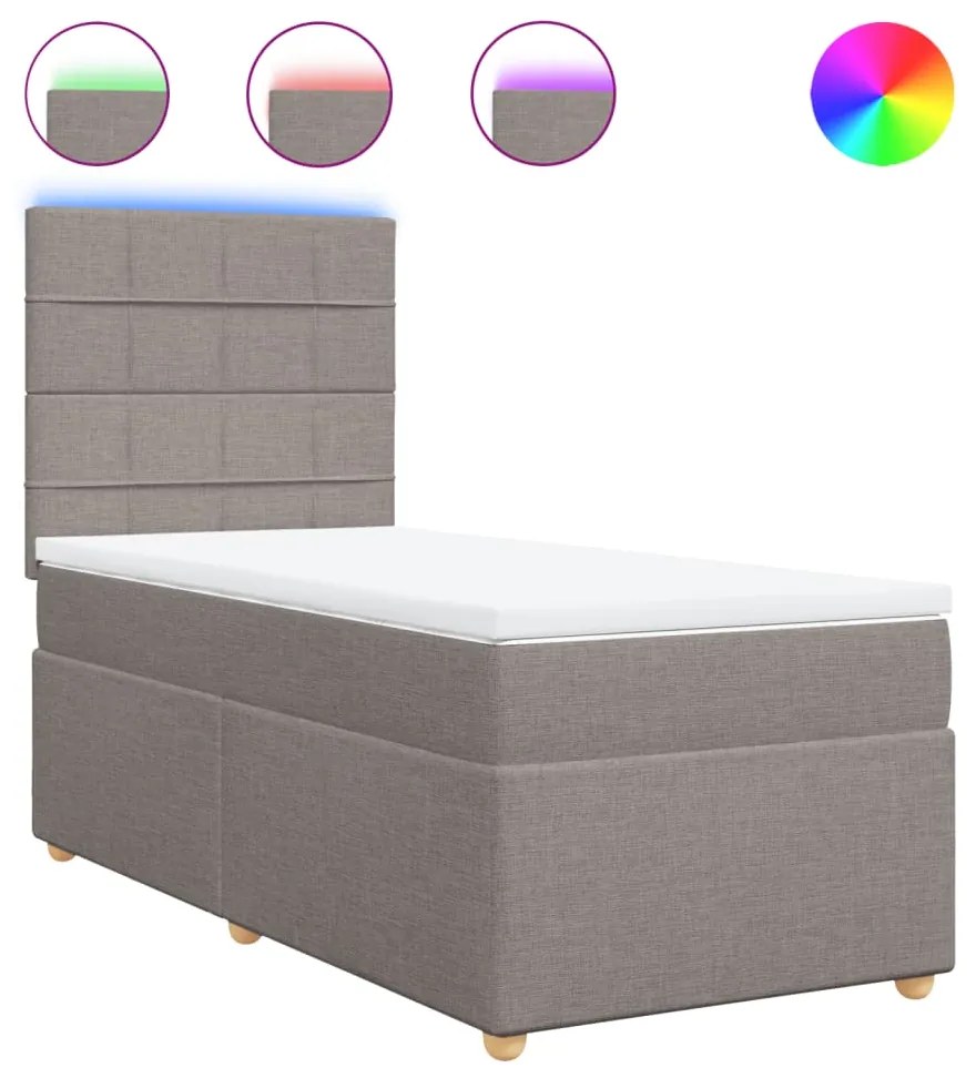 vidaXL Κρεβάτι Boxspring με Στρώμα Taupe 80x200 εκ. Υφασμάτινο