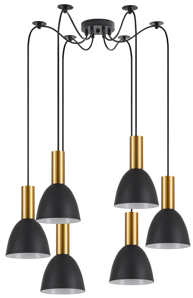 SE21-GM-4-BL6-MS2 ADEPT TUBE Gold Matt Pendant Black Metal Shade+