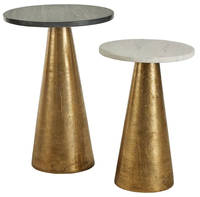 CONO COFFEE TABLE ΛΕΥΚΟ ANTIQUE BRASS D29xH43cm - 04-0887