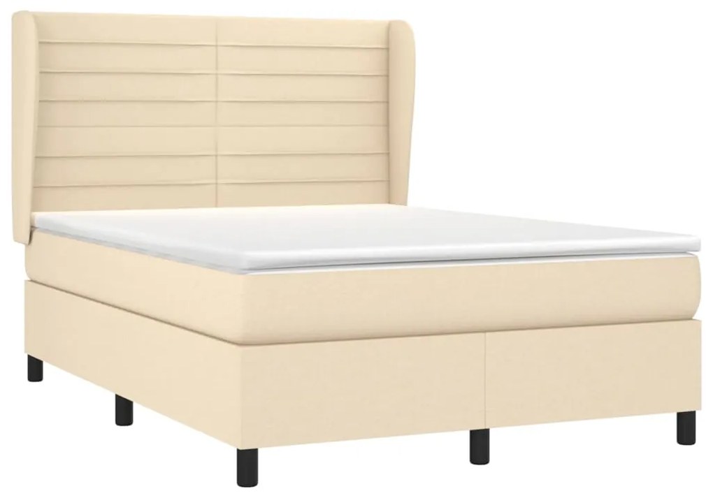 Κρεβάτι Boxspring με Στρώμα Κρεμ 140x200 εκ. Υφασμάτινο - Κρεμ