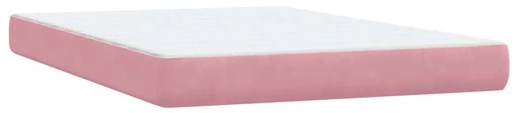 Box Spring κρεβάτι με στρώμα ροζ 80x210 εκ. Βελούδινο - Ροζ