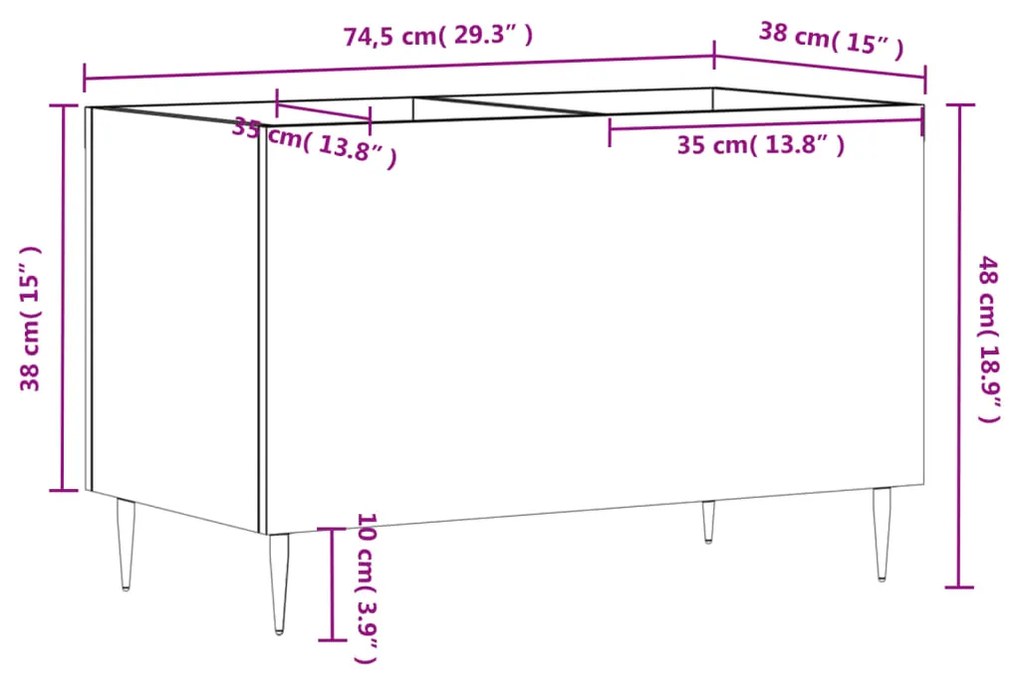 Δισκοθήκη Γκρι Σκυροδέματος 74,5x38x48 εκ. Επεξεργασμένο Ξύλο - Γκρι