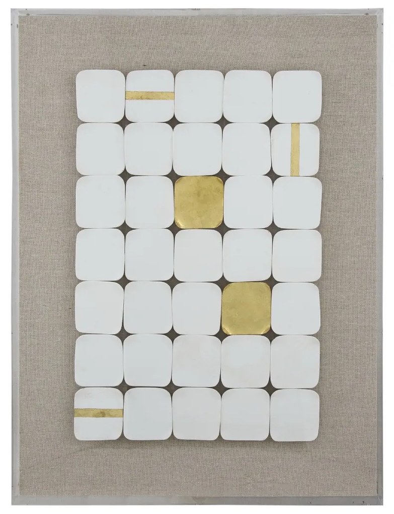 Artekko Mosaic Μπεζ Διακοσμητικός Πίνακας με Λευκή Κεραμική Τεχνοτροπία σε Plexiglass Κορνίζα (60x4x80)cm Artekko 82811