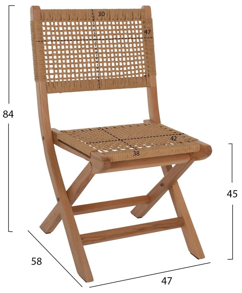 Καρέκλα C9411.01 Αναδιπλούμενη από Οξιά και Σχοινί Φυσικό 47x58x84Υεκ. 47x58x84 εκ.