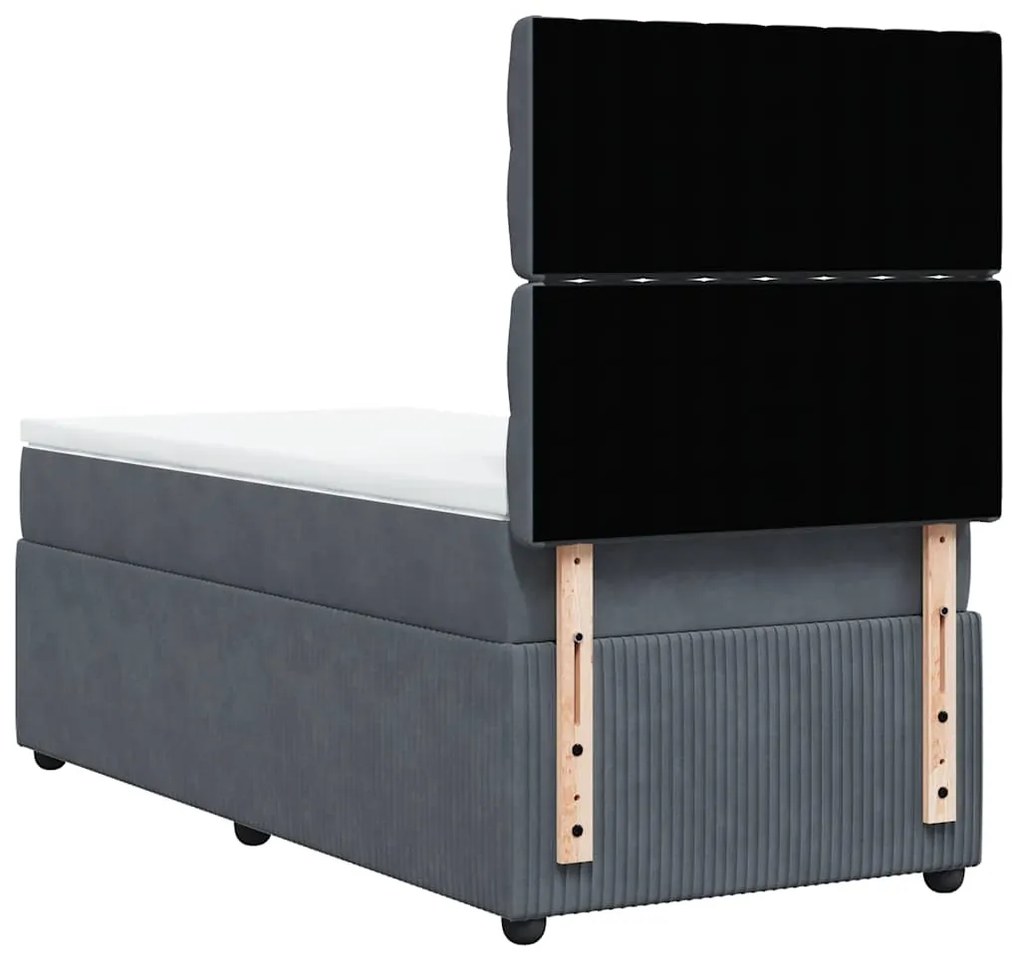 vidaXL Κρεβάτι Boxspring με Στρώμα Σκούρο Γκρι 80x200 εκ. Βελούδινο