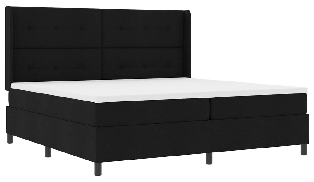 vidaXL Κρεβάτι Box Spring με Στρώμα & LED Μαύρο 200x200 εκ Υφασμάτινο