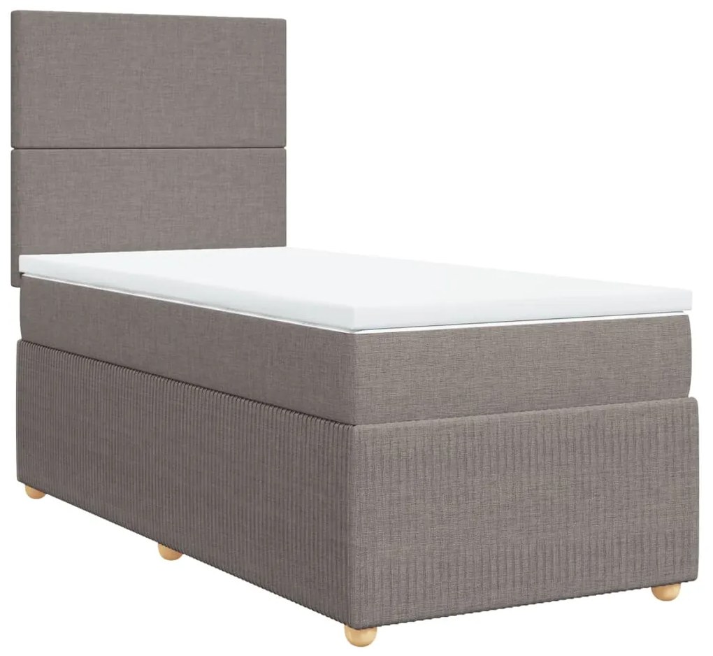 vidaXL Κρεβάτι Boxspring με Στρώμα Taupe 90x200 εκ. Υφασμάτινο