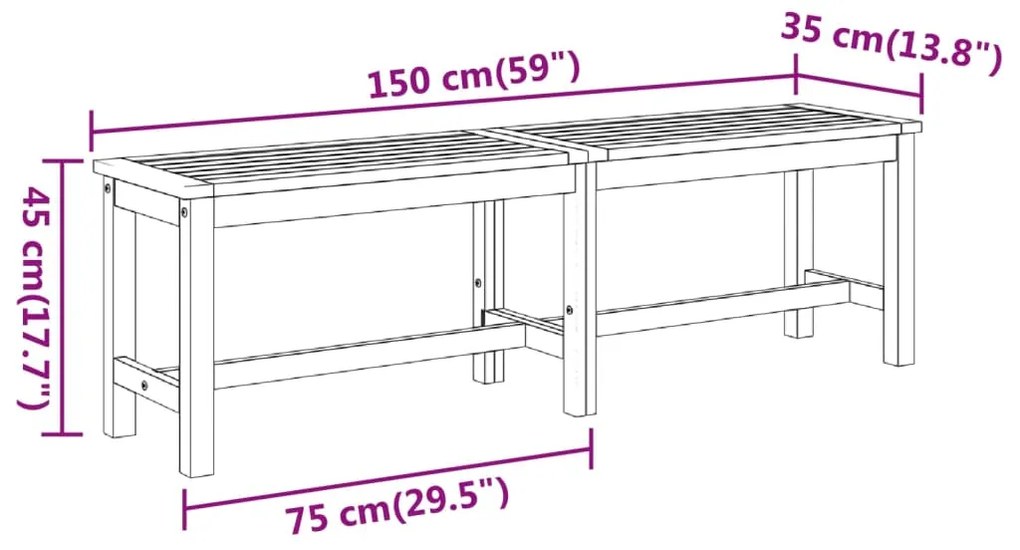 ΠΑΓΚΑΚΙ ΚΗΠΟΥ 150 X 35 X 45 ΕΚ. ΑΠΟ ΜΑΣΙΦ ΞΥΛΟ ΑΚΑΚΙΑΣ 319420