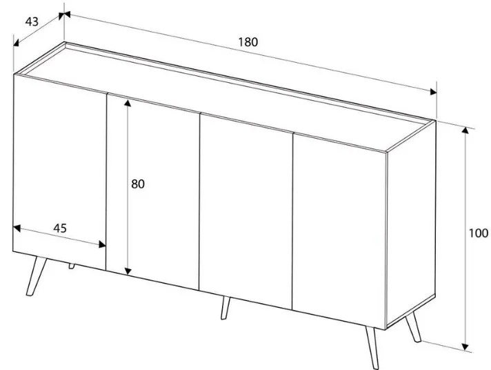 Μπουφές Luna Megapap χρώμα oak 180x43x100εκ.