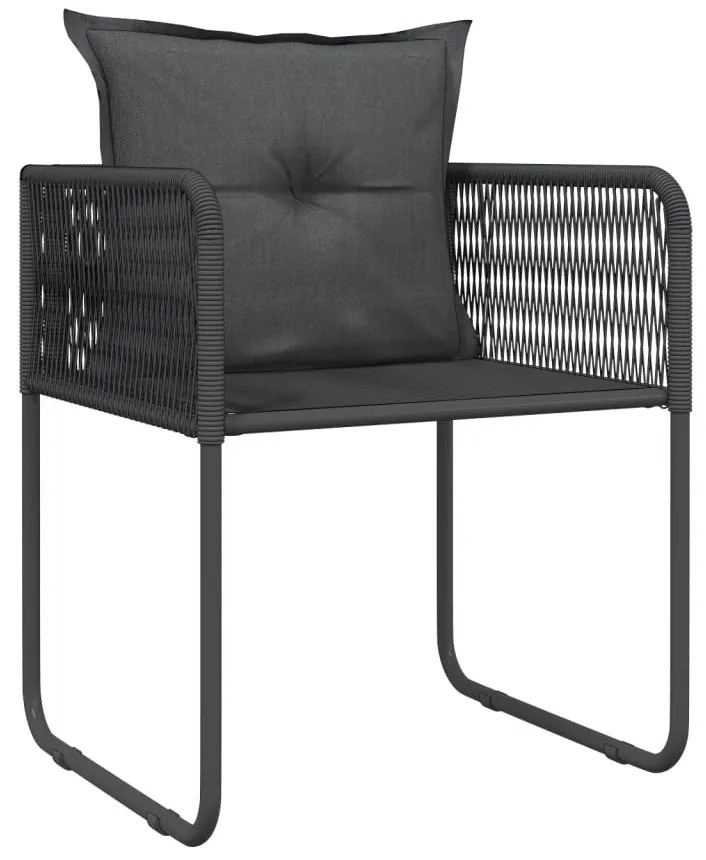 vidaXL Σετ Τραπεζαρίας Κήπου 7 Τεμαχίων Μαύρο