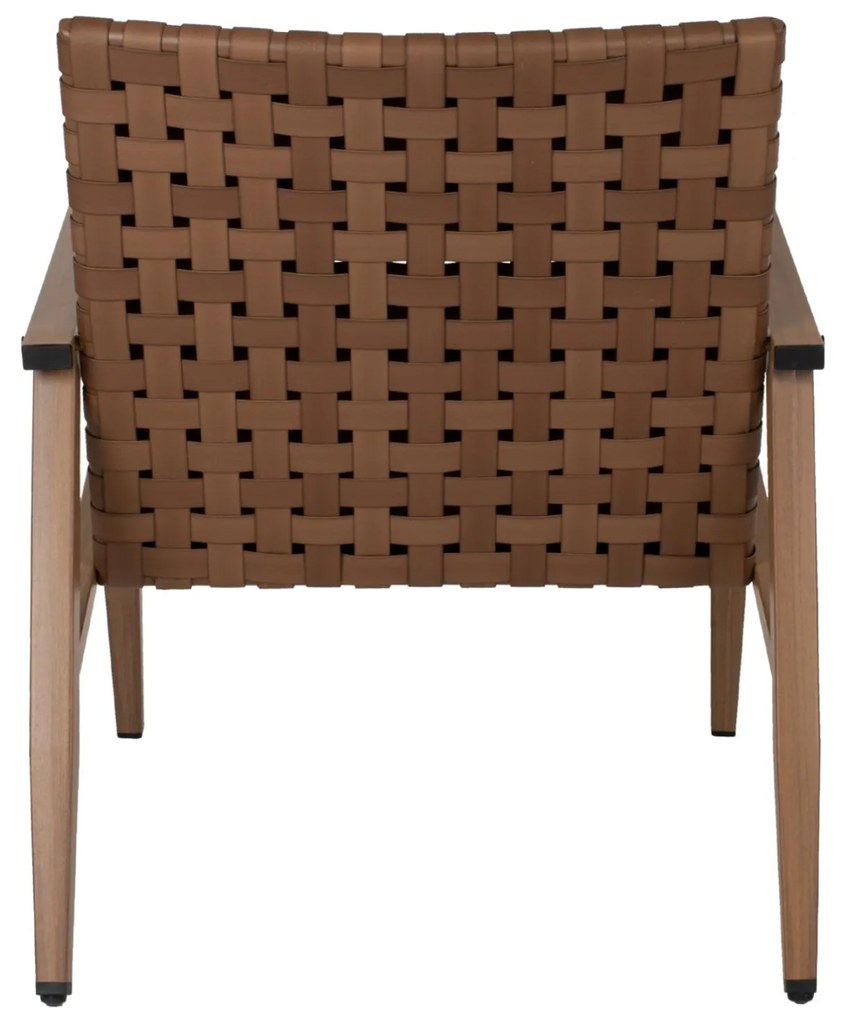 Πολυθρόνα FELIPE C5868.01 Μεταλλική Όψη Ξύλου με Rattan Δερμάτινη Όψη 63,5x75,5x77εκ. 63.5x75.5x77 εκ.