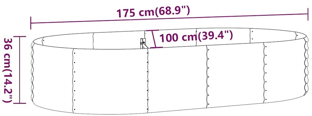 vidaXL Ζαρντινιέρα Ανθρακί 175x100x36εκ Ατσάλι με Ηλεκτρ. Βαφή Πούδρας