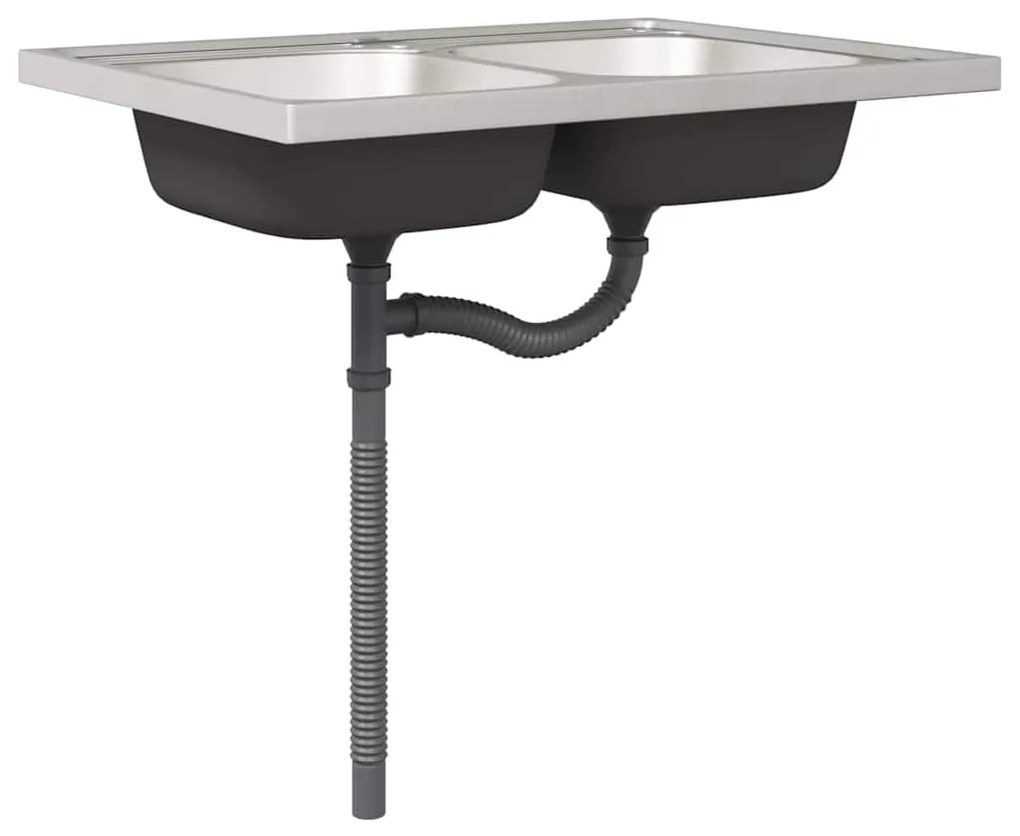 vidaXL Βάση νιπτήρα 2 pcs Γκρι 80 x 46 x 84.5 εκ. Επεξεργασμένο ξύλο