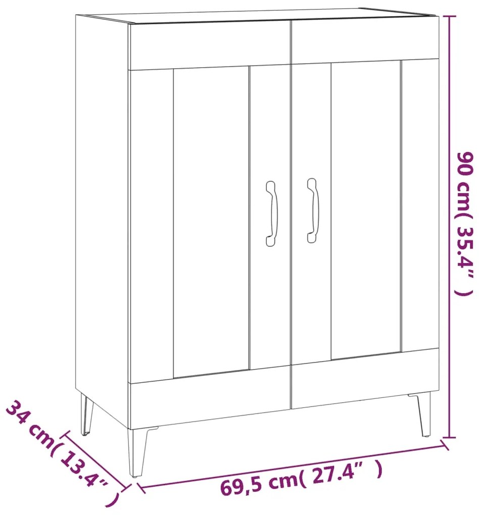 Ντουλάπι Καφέ Δρυς 69,5 x 34 x 90 εκ. Επεξεργασμένο Ξύλο - Καφέ