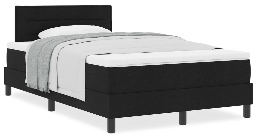 vidaXL Κρεβάτι Box Spring με Στρώμα Μαύρο 120x190 εκ. Ύφασμα