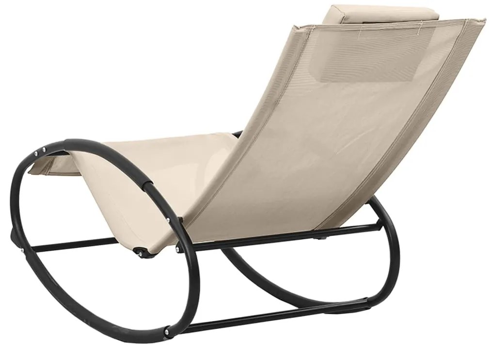 vidaXL Ξαπλώστρα με Μαξιλάρι Κρεμ από Ατσάλι και Textilene