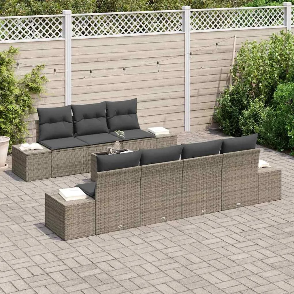 vidaXL Σετ Καναπέ Κήπου 8 pcs Γκρι Πολυ ράταν