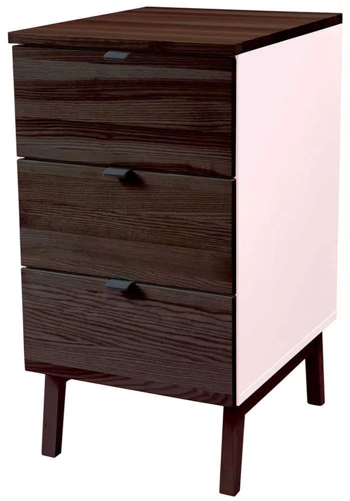 Συρταριέρα Γραφείου Luka 3 LUKAWTDWAL9 41x50x75cm Walnut-Pink