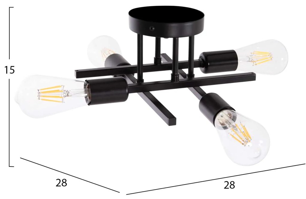 ΦΩΤΙΣΤΙΚΟ ΟΡΟΦΗΣ ΠΟΛΥΦΩΤΟ LIGHTY HM7428.11 ΜΕΤΑΛΛΟ ΣΕ ΜΑΥΡΟ 28x28x15Υεκ.