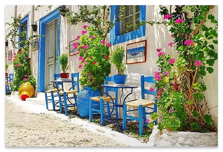 Πίνακας σε καμβά Greek Street Tavern Megapap ψηφιακής εκτύπωσης 60x40x3εκ. - GP033-0056 - GP033-0056