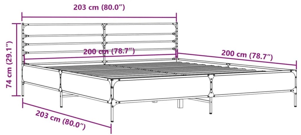 ΠΛΑΙΣΙΟ ΚΡΕΒΑΤΙΟΥ SONOMA ΔΡΥΣ 200X200 ΕΚ. ΕΠΕΞ. ΞΥΛΟ &amp; ΜΕΤΑΛΛΟ 3280063