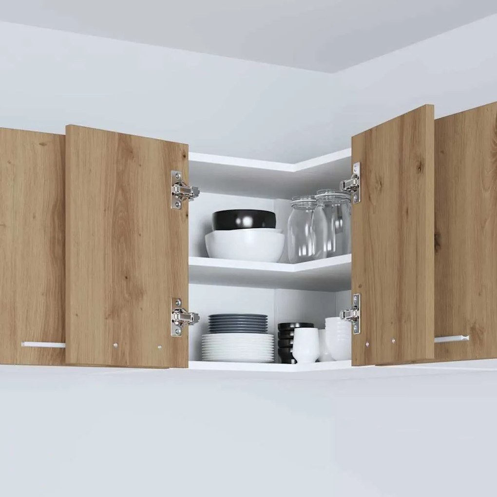 vidaXL Κρεμαστό ντουλάπι με αποθήκευση Riga Χειροποίητη Δρυς και Λευκό