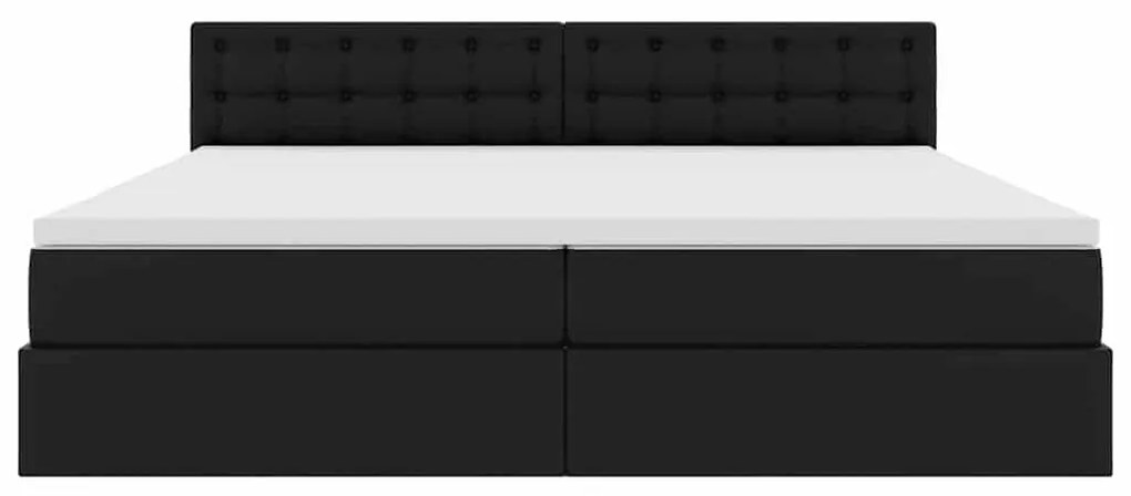 vidaXL Κρεβάτι Αποθήκης με στρώμα Μαύρο 200 x 200 cm Τεχνητό Δέρμα