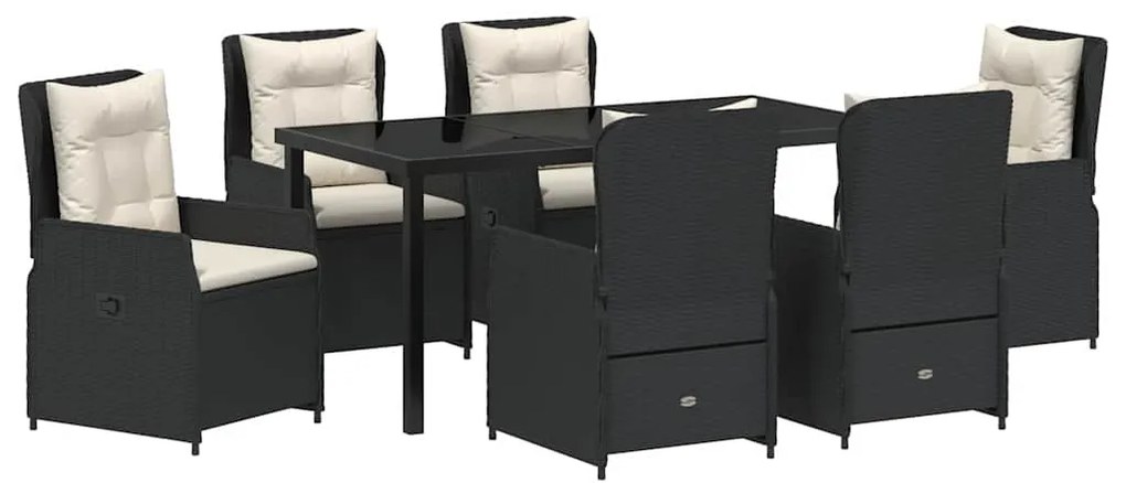 vidaXL Σέτ φαγητού για κήπο 7 pcs Μαύρο συνθετικό ρατάν