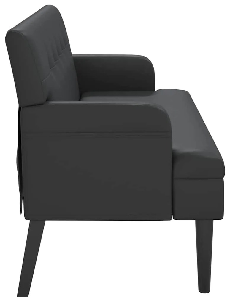 vidaXL Παγκάκι με Πλάτη Μαύρο 112x65,5x75 εκ. από Συνθετικό Δέρμα