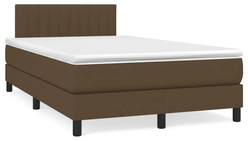 vidaXL Κρεβάτι Boxspring με Στρώμα & LED Σκ.Καφέ 120x190εκ. Υφασμάτινο