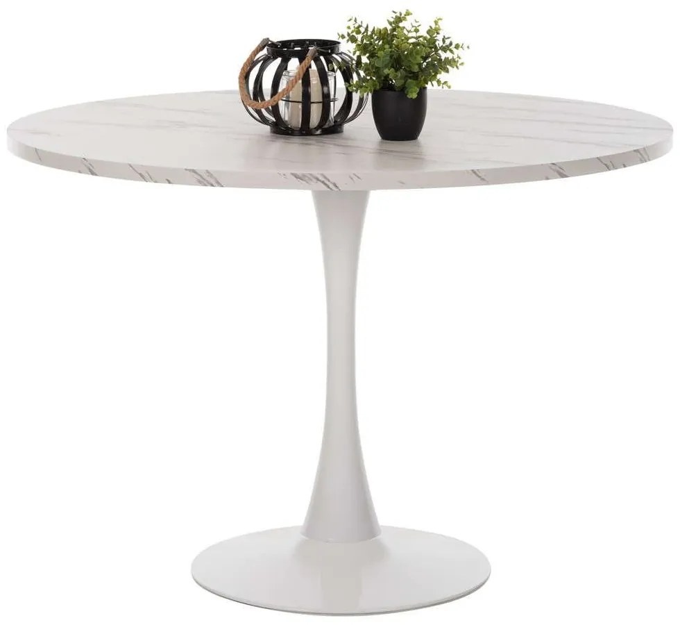 Τραπέζι Τραπεζαρίας Στρογγυλό HM9422.01 Φ120x74cm Marble White Melamine, Metal