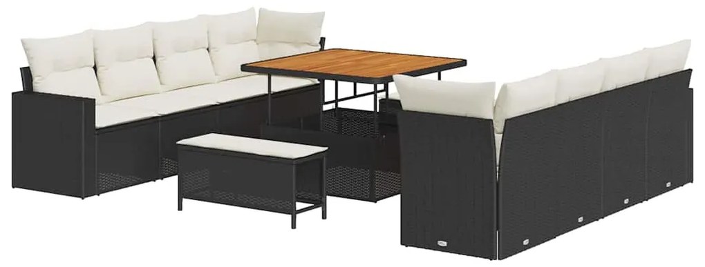 vidaXL Σετ Καναπέ Κήπου 11 pcs Μαύρο και κρεμ 100 x 100 x 71 cm