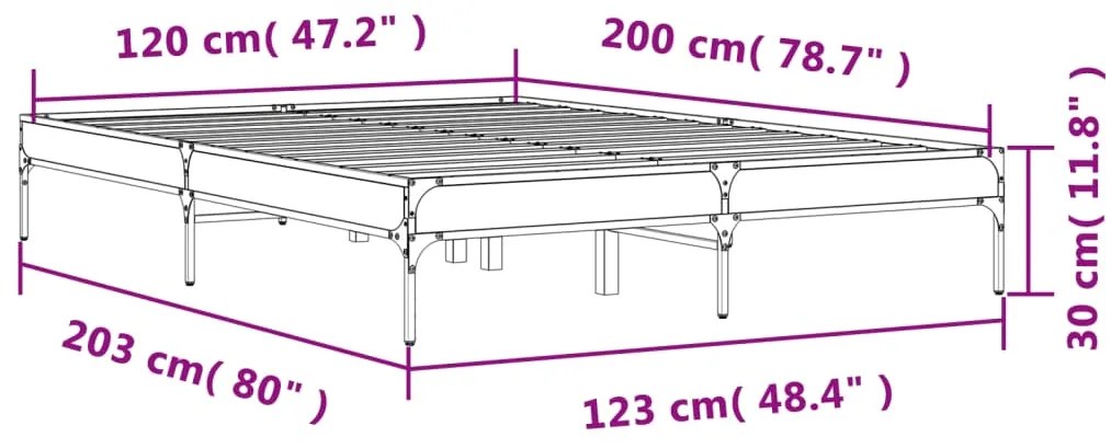 ΠΛΑΙΣΙΟ ΚΡΕΒΑΤΙΟΥ SONOMA ΔΡΥΣ 120X200 ΕΚ. ΕΠΕΞ. ΞΥΛΟ &amp; ΜΕΤΑΛΛΟ 845022