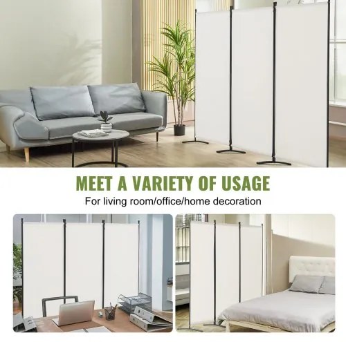 VEVOR Room Divider 3-Panel Folding Privacy Screen Fabric Partition Office White