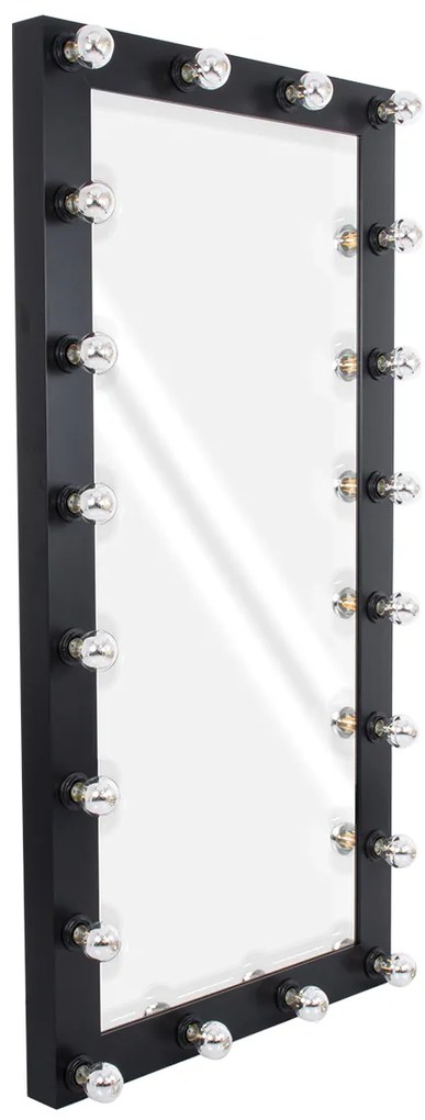 MIRROR-160x80-5 GloboStar®  MAKEUP MIRROR-160x80-5 Μοντέρνος Καθρέπτης Μακιγιάζ με Πλαίσιο Φυσικού Ξύλου με Διακόπτη On/Off 20 x E27 AC220-240V - Μ80 x Π7 x Υ160cm - Μαύρος Έβενος