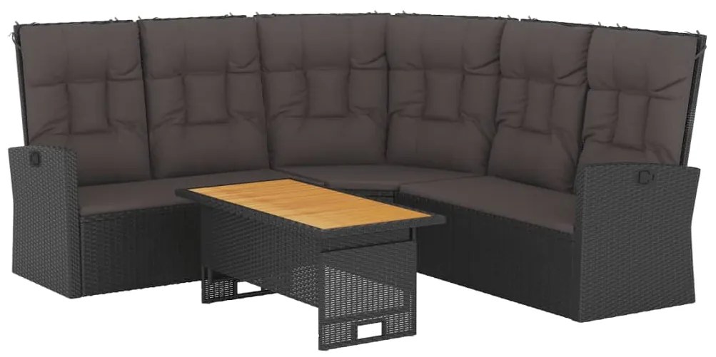 vidaXL Σαλόνι Κήπου Σετ 2 Τεμαχίων Μαύρο Συνθετικό Ρατάν με Μαξιλάρια