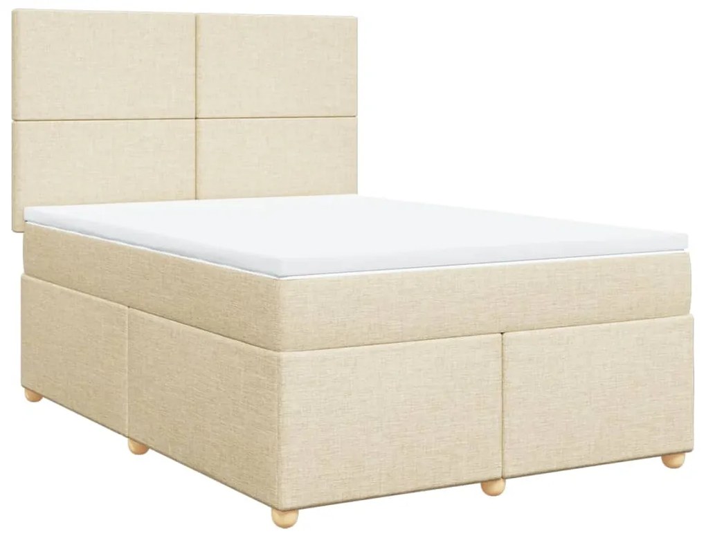 vidaXL Κρεβάτι Boxspring με Στρώμα Κρεμ 160x200 εκ. Υφασμάτινο