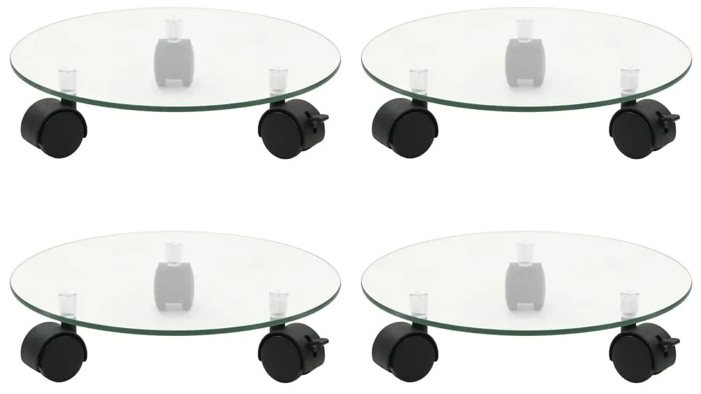 vidaXL Βάσεις Φυτών με Ρόδες 4 τεμ. Στρογγυλές 28 εκ. Ψημένο Γυαλί