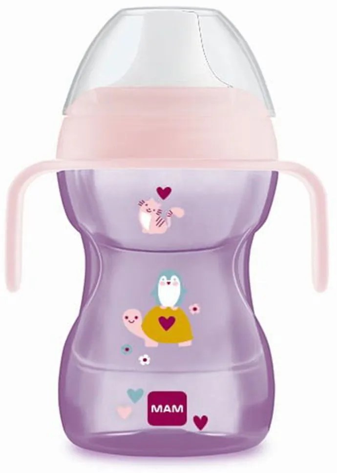 Ποτηράκι Με Χερούλια Fun to Drink Cup Better Together 461G 270ml 8+ Μηνών Pink Mam 270ml Σιλικόνη,Πλαστικό