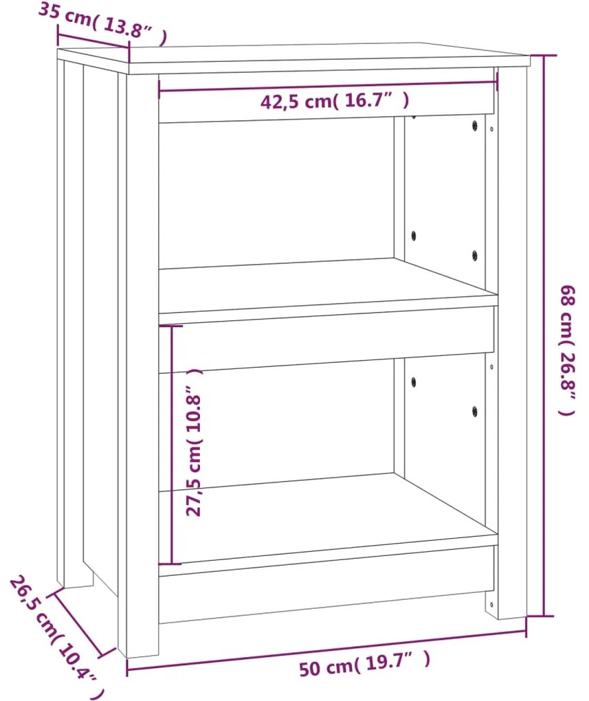 Βιβλιοθήκη Γκρι 50x35x68 εκ. από Μασίφ Ξύλο Πεύκου - Γκρι