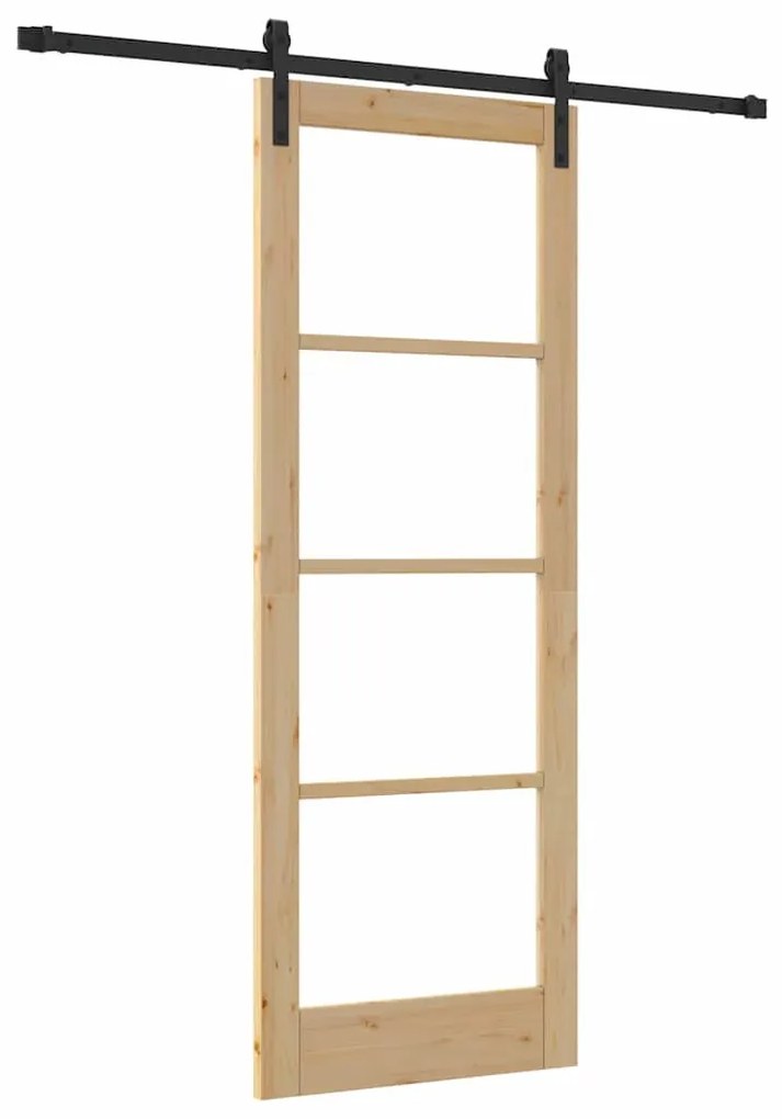vidaXL Συρόμενη Πόρτα ORKDAL Καφέ 78 x 211 εκ Μασίφ ξύλο πεύκου