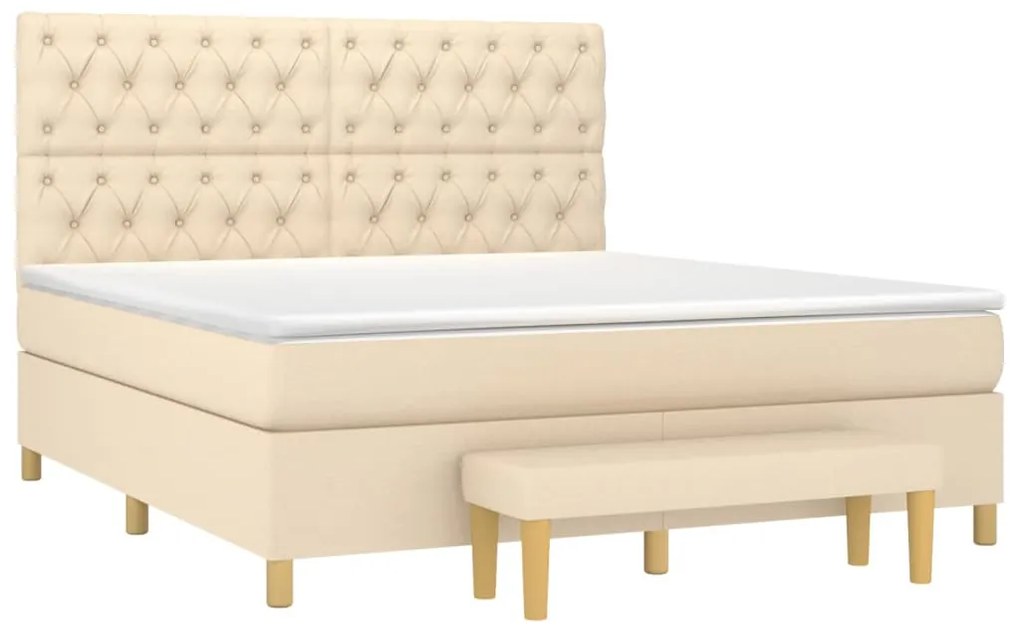 Κρεβάτι Boxspring με Στρώμα Κρεμ 160x200 εκ. Υφασμάτινο 3137410