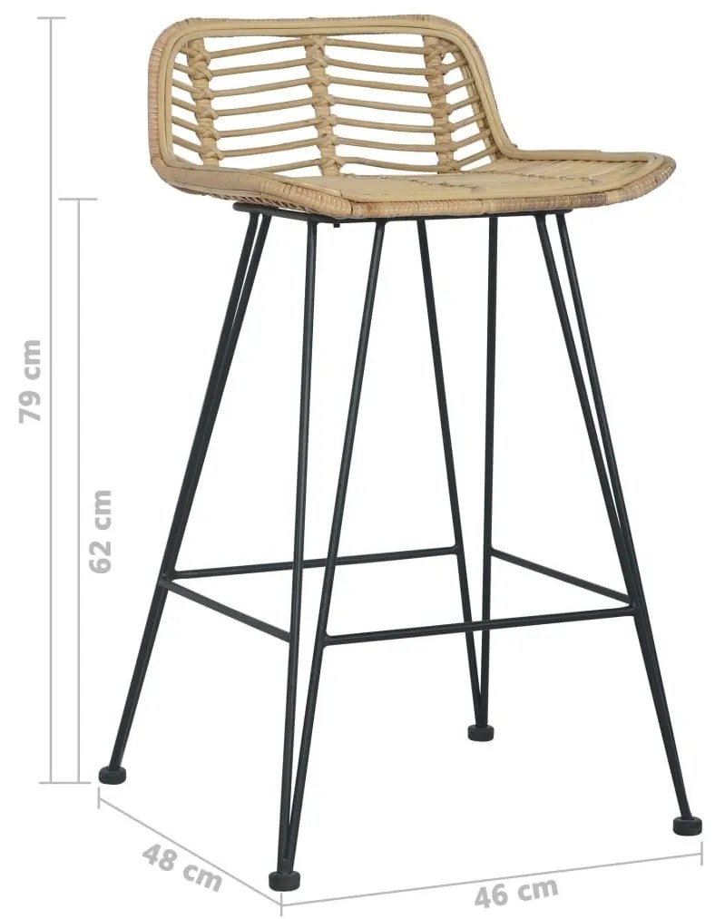 Καρέκλες Μπαρ 2 τεμ. Φυσικό Χρώμα από Ρατάν - Καφέ