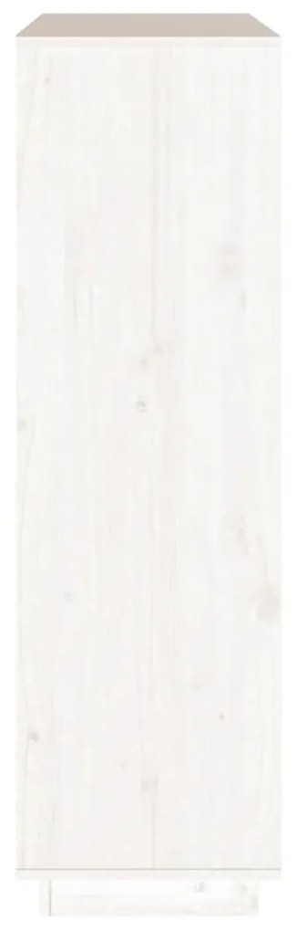 Ντουλάπι Ψηλό Λευκό 110,5x35x117 εκ. από Μασίφ Ξύλο Πεύκου - Λευκό