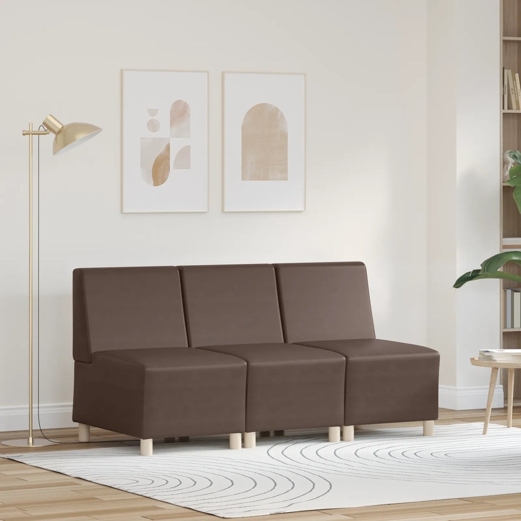 vidaXL Καναπέδες 3 pcs Καφέ 55 x 74 x 82 εκ. Τεχνητό δέρμα