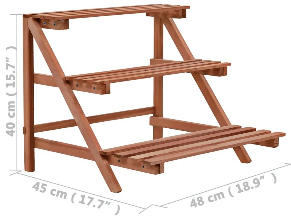 vidaXL Ραφιέρα Φυτών Τριώροφη 48 x 45 x 40 εκ. από Ξύλο Κέδρου